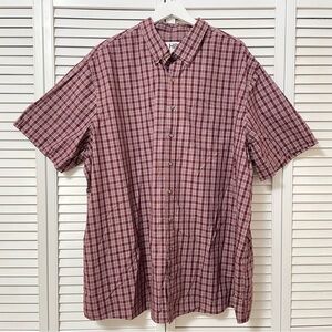 HB Harbor Bay Short Sleeve Button Down Shirt Men’s 3XLT Red Plaid Big & Tall